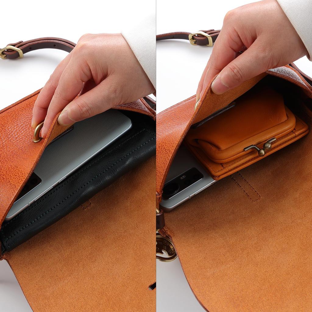 IJUN Vintage Mini Shoulder Bag for Women - Handmade Vegetable-Tanned Leather Crossbody Bag, Size Small (Orange)