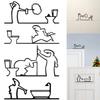 Minimalistický kovový koupelnový znak Ornament Symbol toalety Sprchová figurka Dveřní umělecký znak Domácí nástěnná umělecká dekorace Humorný design