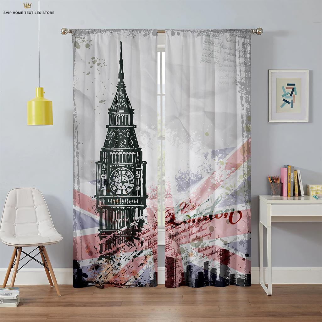 City Night View Building 3d Printing Curtains Living Room Study Bedroom Blackout Curtains High Quality Black Silk Material 2 Pcs