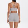 Nude Brushed Cross Back Bra, Casual Sports, Hip Lifting Shorts, Fitness Yoga Suit Two-piece Set