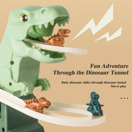 Elektrisk Dinosaur Bane Sklie Leke med Lys Musikk Tegneserie Dino Automatisk Trapp