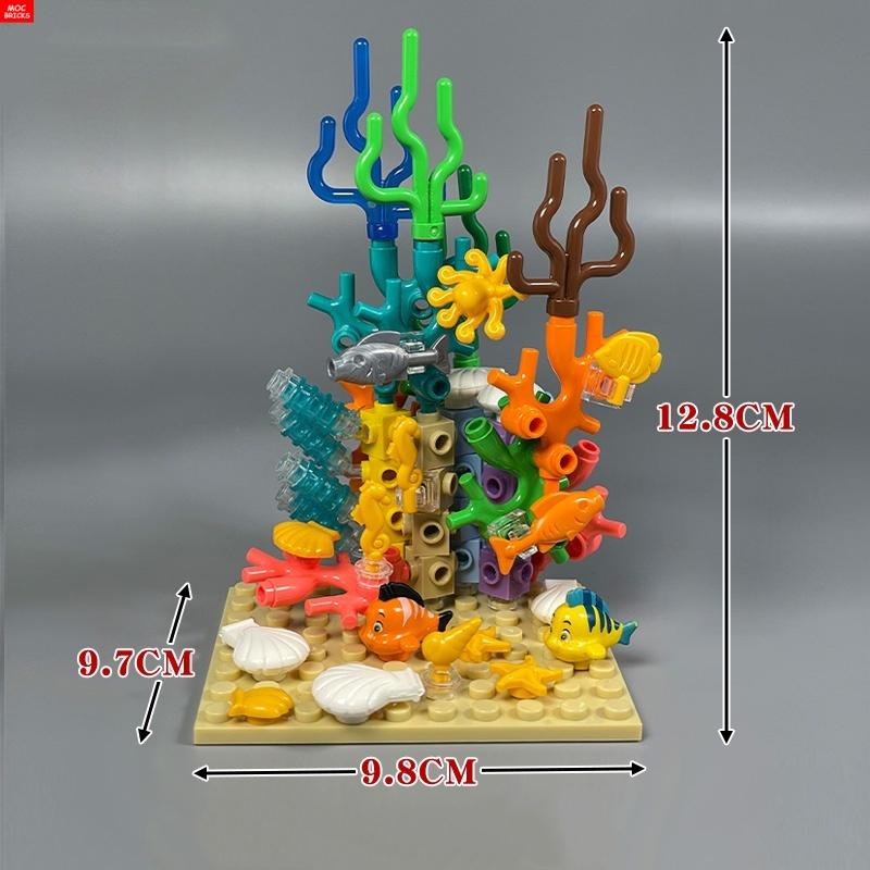 MOC Bricks Ocean Animals Sea water plants Seal Starfish Coral Shell Toys For Children Educational Building Blocks Plastic Toys