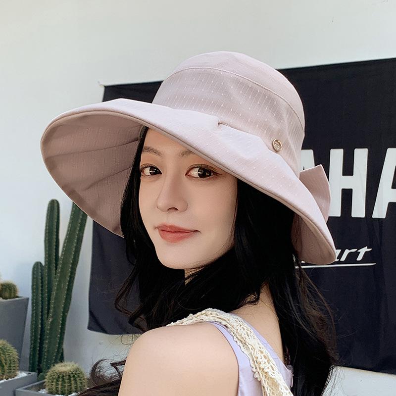 Summer outdoor vacation shade versatile bow bucket hat