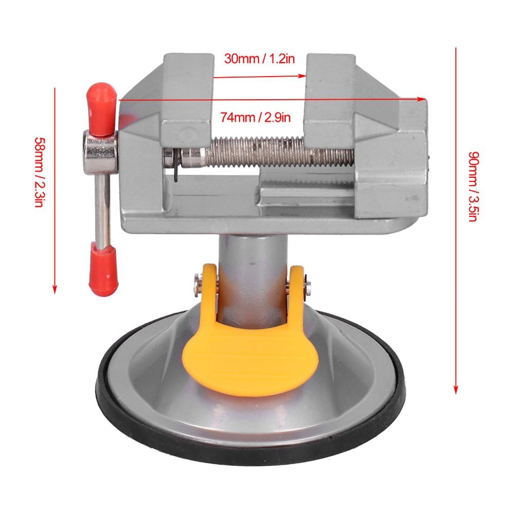360 Grad Schwenkbare Mini-Schraubstock Saugnapf-Basis Verstellbare Klemmung Bohrmaschinen-Schraubstock Aluminiumlegierung Tischschraubstock Klemme