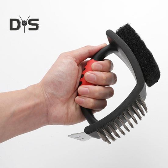 Univerzální škrabka na grilování 3 v 1 Tepelně odolná nerezová ocel na čištění grilů pro plynové uhlí a běžné trouby