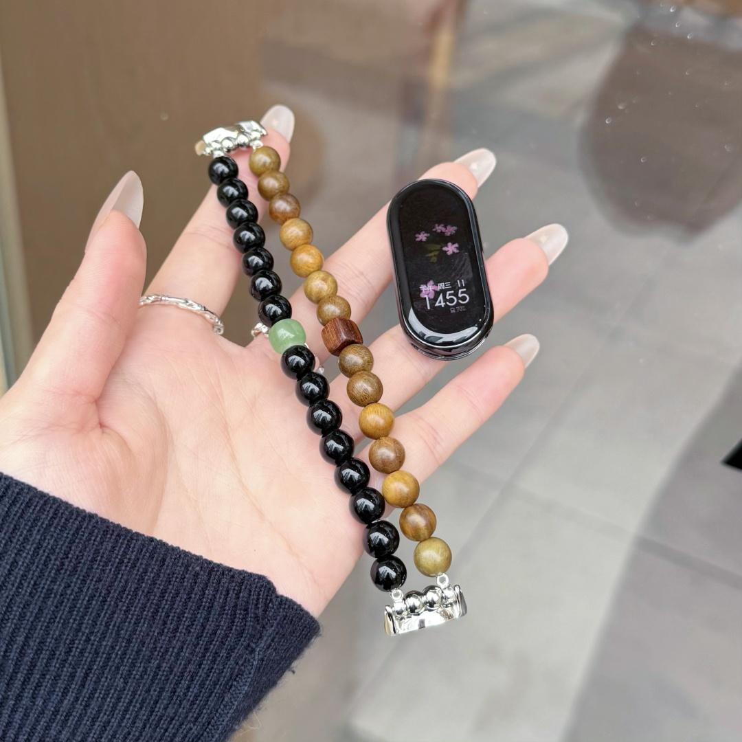 

Smart Band mi 10 9 8 Wristband Vintage bead bracelet strap for xiaomi band 10 women s Dressy Bracelet for xiaomi band 9 8 straps mi band 8 9 10 strap чёрный