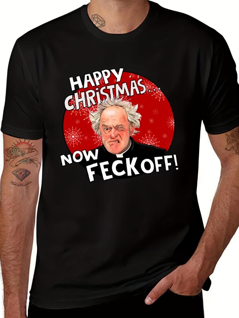 Мужская Унисекс Черная Футболка Father Ted Father Jack Рождественская Ретро Ирландский Сериал Коллекционная Футболка с Знаковыми Персонажами S