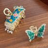enamel Chinese Style Hair Claw Pearl Metal Shark Clip Cheongsam Design Hair Clip  Girls