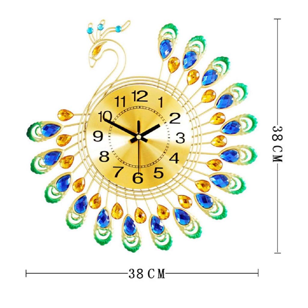 

38X38 см 3D золотые настенные часы в форме павлина с бриллиантами, металлические часы для домашнего декора, комнаты, офиса, часы «сделай сам», ремесленные украшения, подарок 38 X 38 см