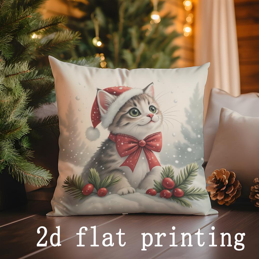 Home Decor Christmas-themed Cushion Covers with Cute Designs Pattern Cushion Cover Suitable for Sofa Bedroom Car Pillow Cover