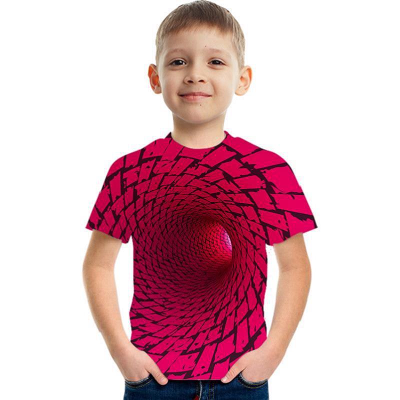 Summer Children's 3D T-shirt Visually Deceiving Boys' Printed Short Sleeved T-shirt Tees