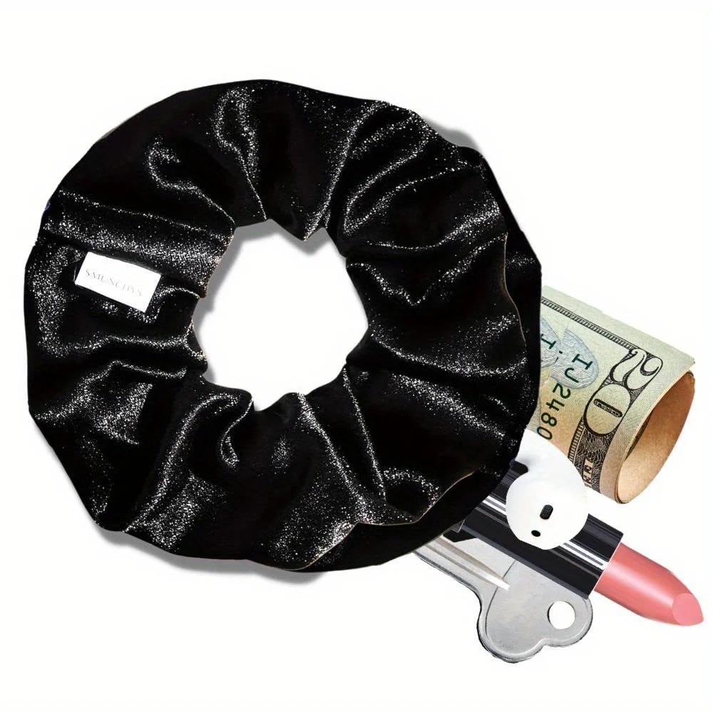 

A black hair band secret compartment - hidden coins and key storage headband, portable hidden storage accessories