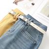 Yellow Retro High-Waist Wide Leg Jeans for Women - 2025 Spring/Autumn Slim Fit Cropped Pants