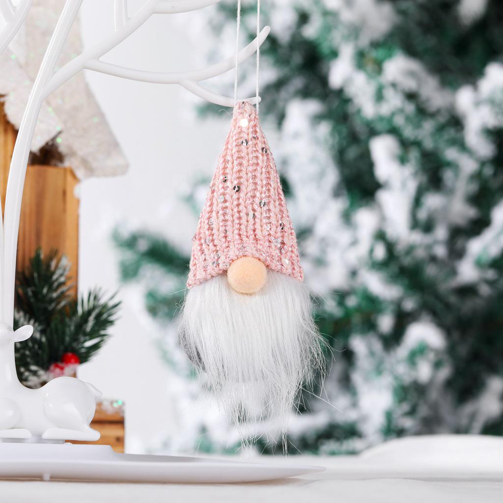 Knitted Sequin Santa Claus Doll Pendant - Festive Christmas Decoration