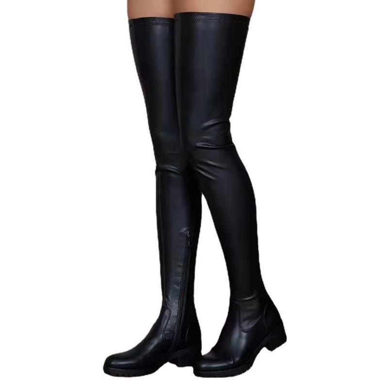 Over-the-knee Boots Women's Shoes Round-toe Fashion Boots Plus-size Thick-heeled Long Boots Knight Boots High Heels