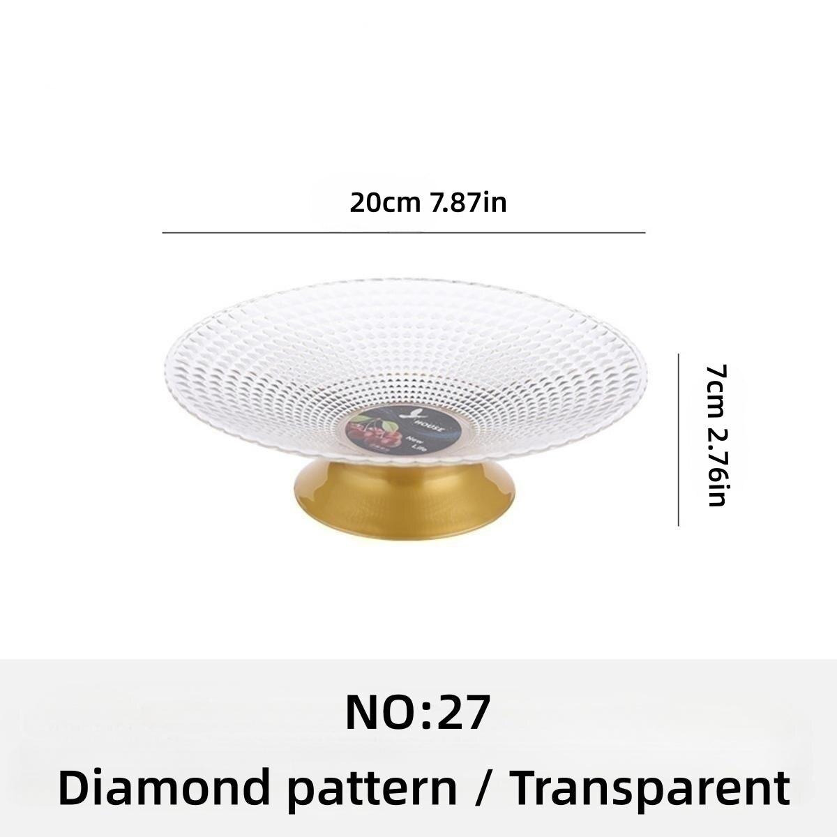 

Фруктовая тарелка из ПЭТ с основанием с ромбовидным узором Простая креативная фруктовая тарелка Домашняя декоративная тарелка для гостиной, журнального столика, конфетницы