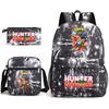 Hunter X Hunter Anime Print Student Backpack Casual Daypack for Boys Girls with Pencil Case 3 Piece Set