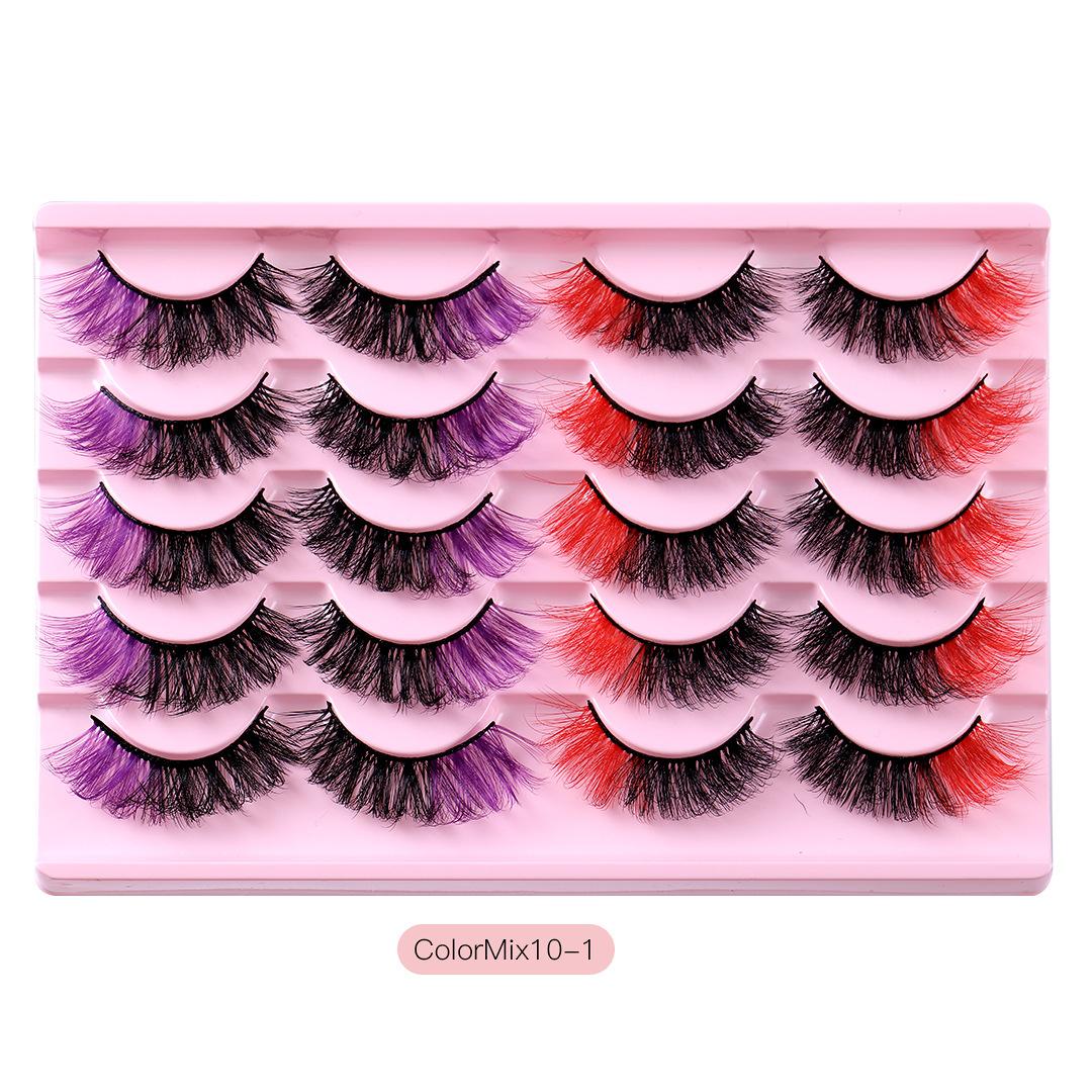 

10 пар цветных завитых натуральных накладных ресниц, сценичные преувеличенные ресницы для сценического макияжа