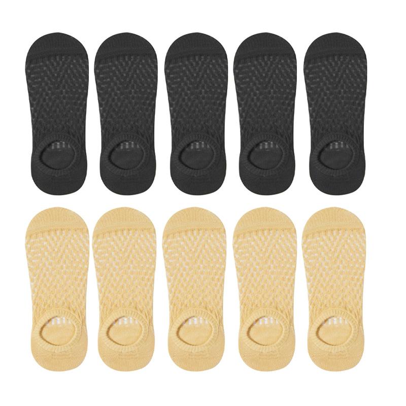 

10 пар женских сетчатых носков в клетку, ультратонкие дышащие нескользящие низкие носки EUR36-39