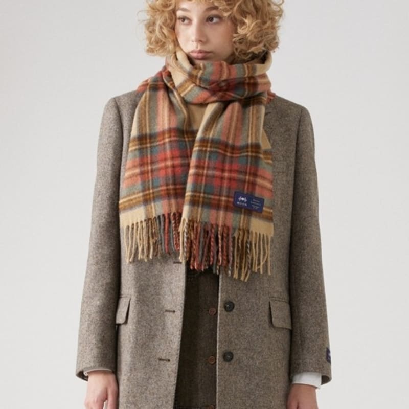 ABRAHAM MOON Merino Wool Shawl Muffler 50cm - Antique Dress Stuart