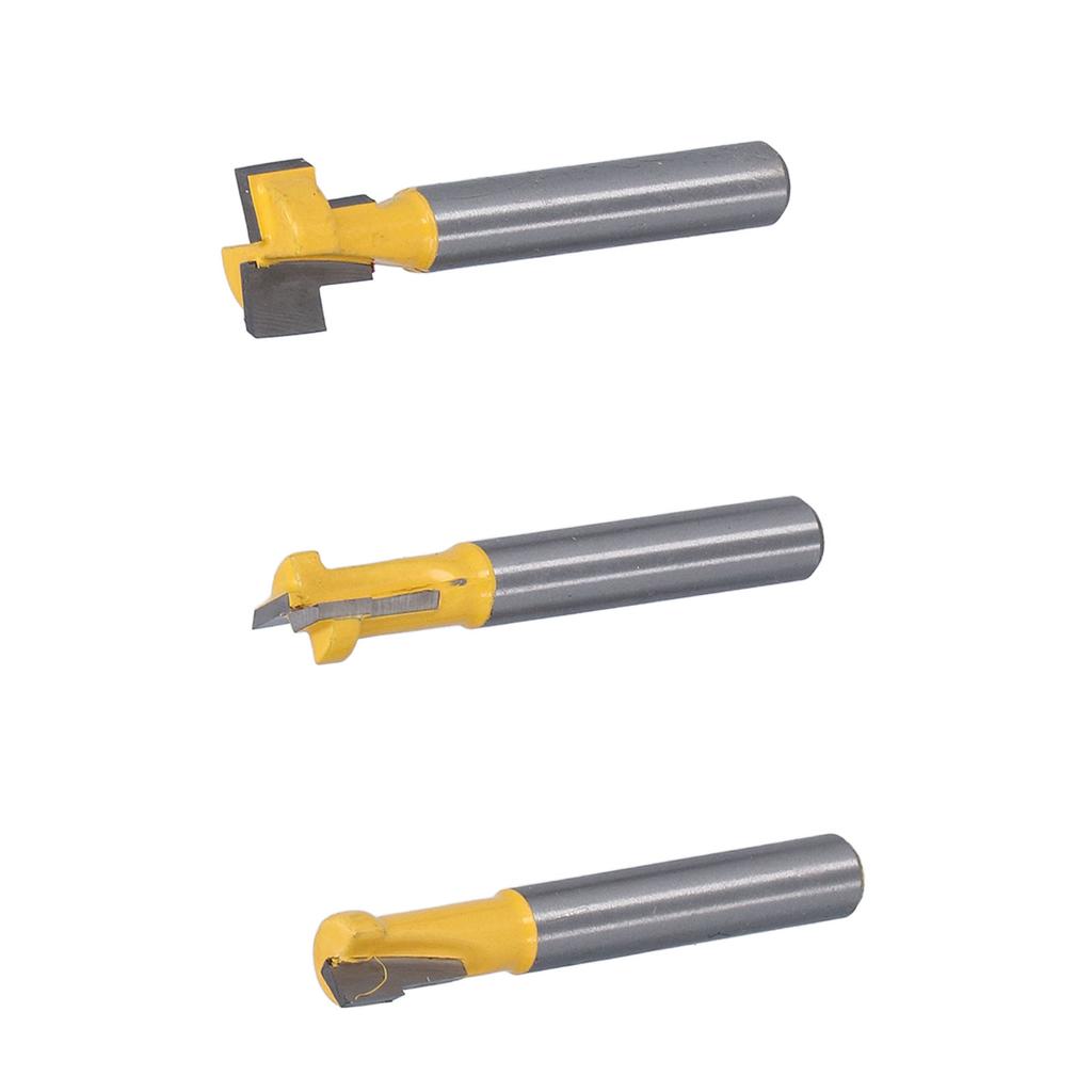 3Pcs Keyhole Router Bits Set 14in Shank T Slot Routers Bit Milling Cutters for Wood