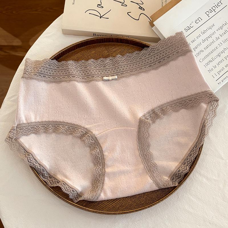 

Женские весенне-осенние сексуальные хлопковые трусы-слипы с кружевной отделкой и антибактериальной ластовицей XL розовый