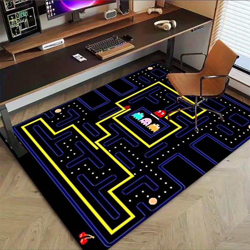 1pc Pacman Maze Adventure Carpet for Playroom Bedroom Living Room Sofa Home Decor,kids Game Area Rug Non-slip Floor Mat Y730143