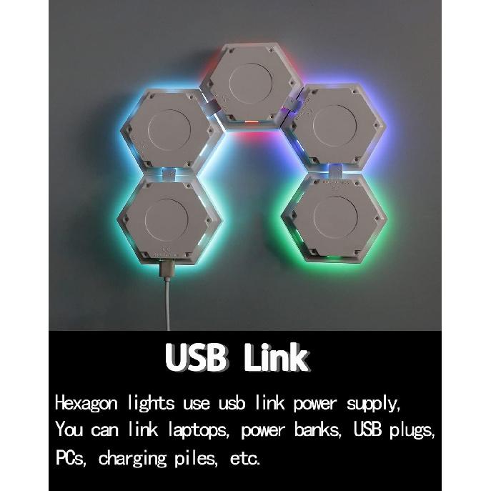 Hexagon Led Lights, Smart DIY Hexagon Wall Lights with Remote, Dual Control Hexagonal LED Light Wall Panels with USB-Power, Geometry Hex Lights Touch