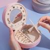 PU Leather Round Jewelry Box Packaging Creative Gift Multi Layer Portable Storage Organizer Travel Case Zipper Boxes