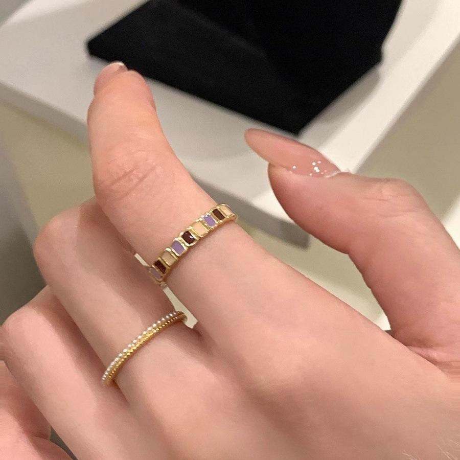 Caramel taro colored drip glaze ring does not fade light luxury index finger ring niche design versatile ring