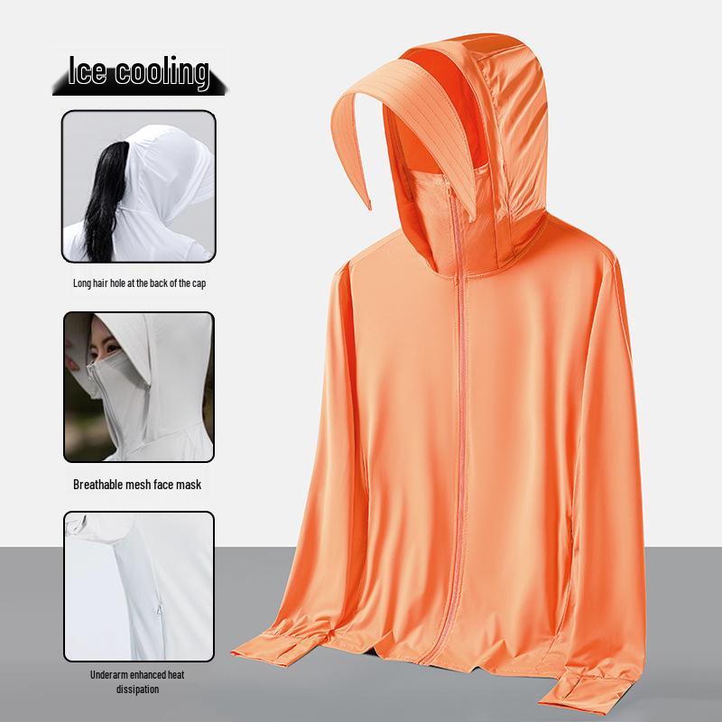 Unisex UPF50+ Cooling Ice Silk Sun Protection Jacket with Detachable Brim for Outdoor Cycling