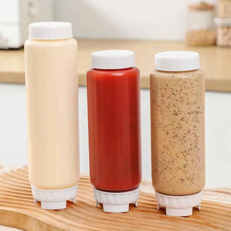 Squeeze Sauce Bottles BPA Free Double Nozzle Leak Proof Food Grade Plastic Reusable Dispenser for Picnic Camping