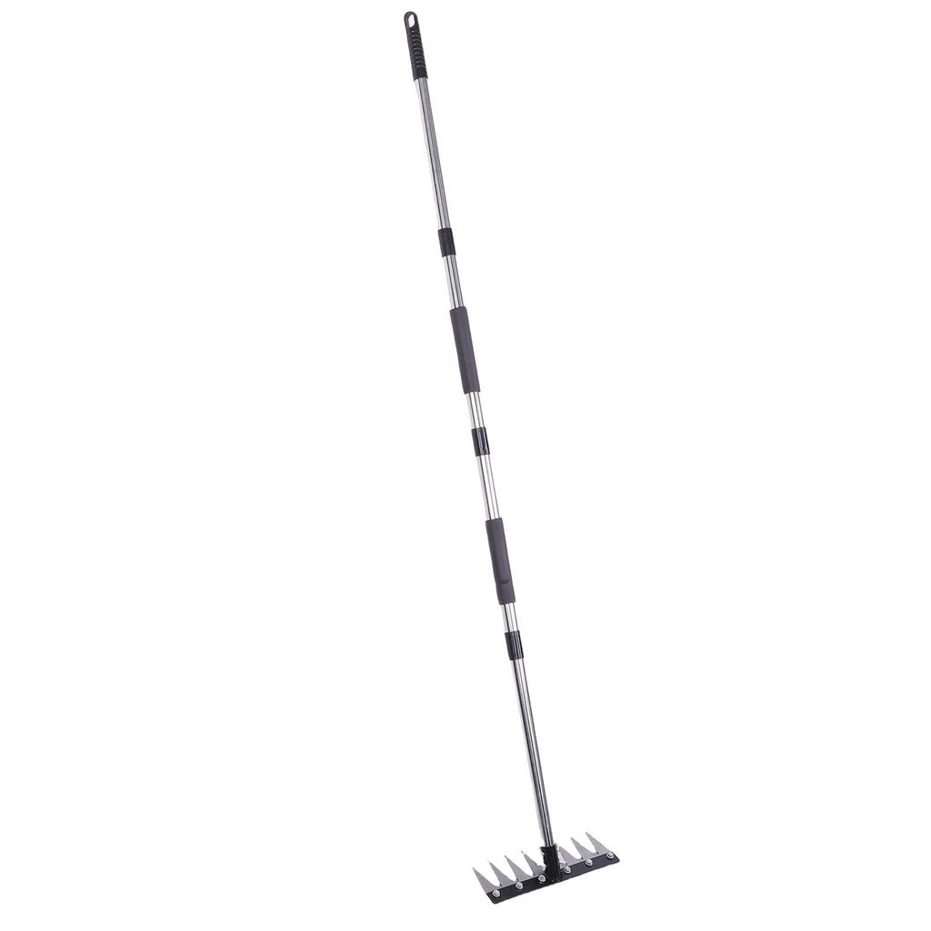 Heavy Duty Iron Weeding Rake with Long Handle Garden Weed Rake Tool for Removing Weeds Loosening Soil Cleaning Flower