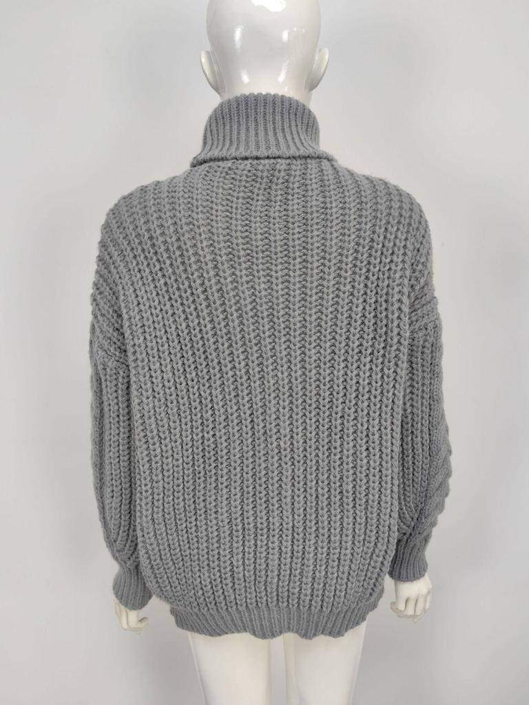 European & American Style Solid Color Cable Knit Turtleneck Sweater - Versatile Autumn/Winter Pullover
