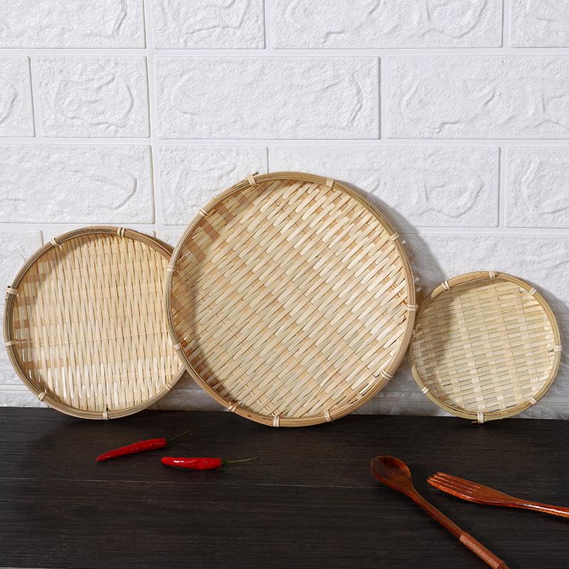 Hand-Woven Natural Bamboo Trays And Winnowing Baskets Are Suitable For Storing And Holding Food And For Home Decoration