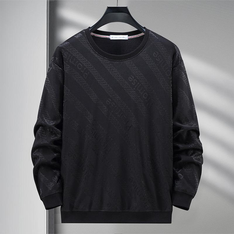 

Толстовка больших размеров, мужская весенне-осенняя свободная пуловер с круглым вырезом, жаккардовая рубашка плюс толстый топ 4XL-10XL 4XL чёрный