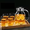 High-Temperature Resistant Glass Cold Water Kettle Set with Borosilicate Cups, Large Capacity, for Home Use
