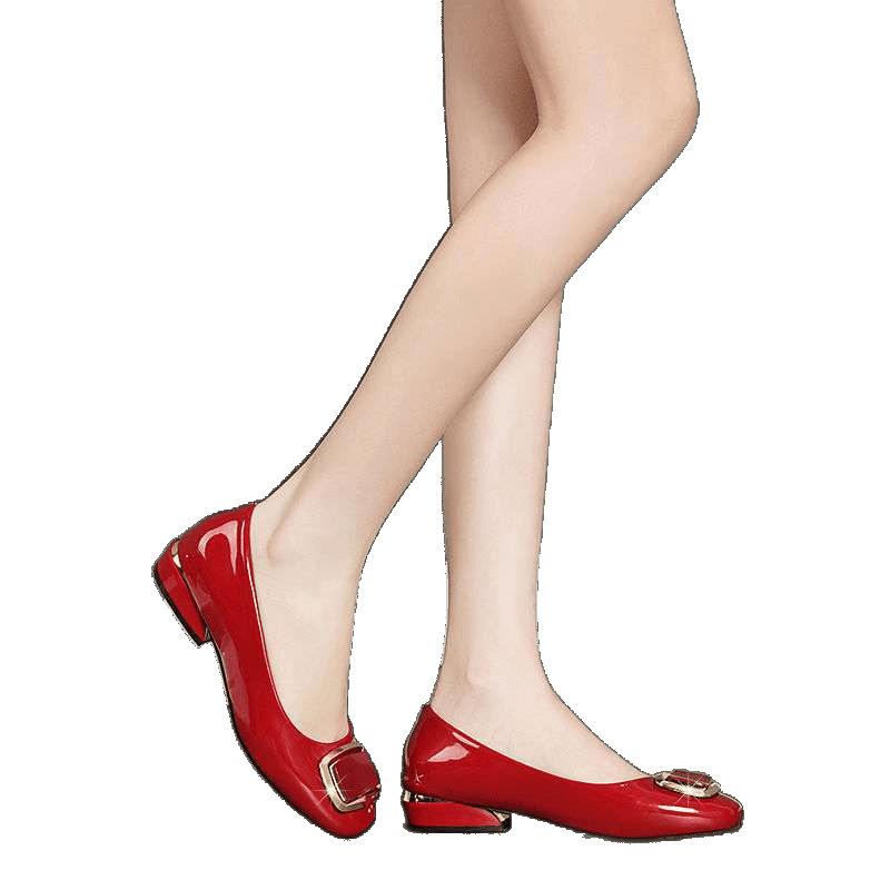 Super Soft Sole Single Shoes Women's Low Heel Thick Heel Small Leather Shoes Spring and Summer New High-quality Soft Leather Shallow Mouth Low-top C