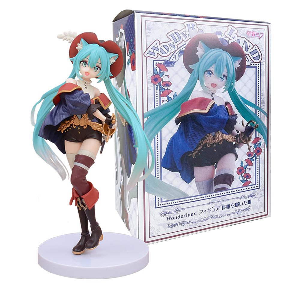 Anime Fairy Tale Wonderland Hatsune Miku Figure Hatsune Miku Puss in Boots Kawaii Action Figures Adult Collection Model Toy Gift