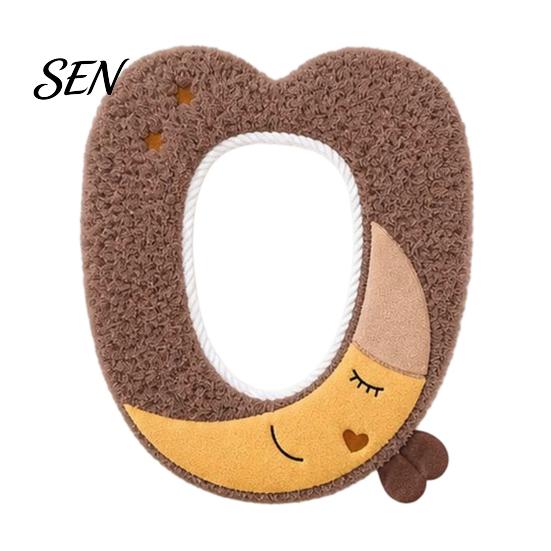 Universal Fit Toilet Seat Covers Plush Cartoon Mat, Soft Thickened Washable Bathroom Pad Winter with Handle, Warm Skin-Friendly Adhesive Cushion