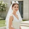 Soft Mesh Bridal Wedding Veil Hair Clip Short Tulle Veil Butterfly Mesh Headpiece  Civil Wedding