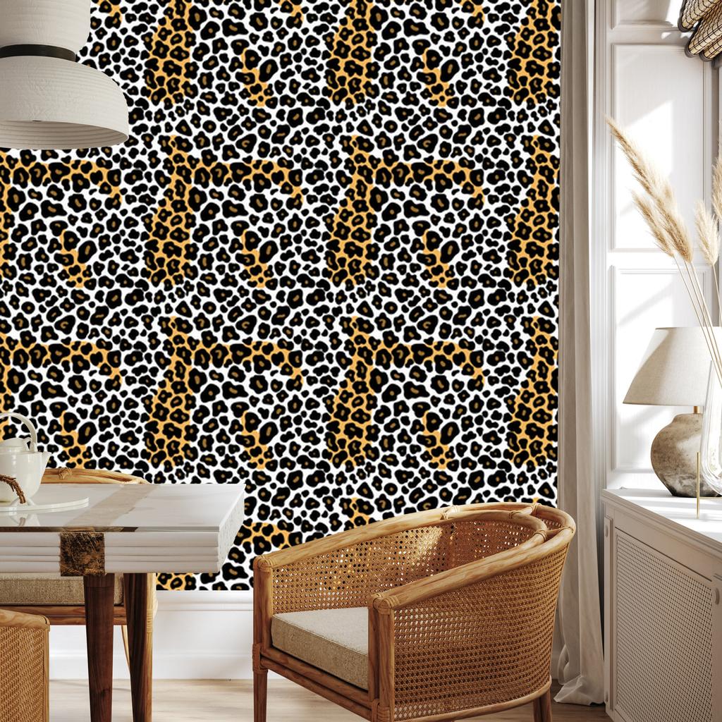 Animal Skin Wallpaper Gray and Ochre for Living Room and Bedroom 50x1000