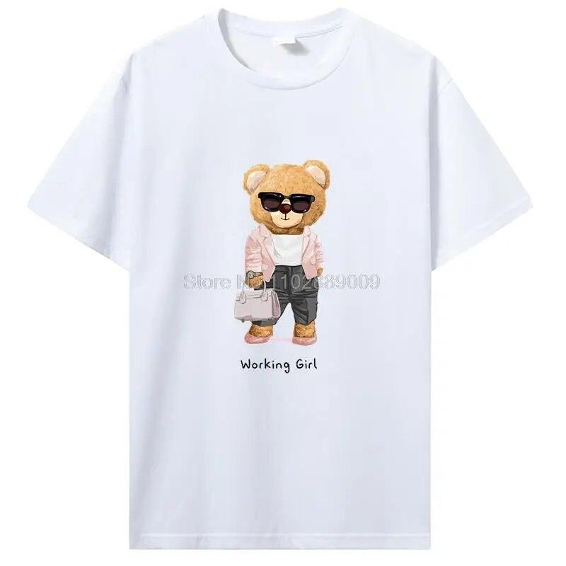 

Женская футболка с изображением медведя для девочек, унисекс, студенческая футболка для творчества, женская хлопковая футболка с принтом в стиле Харадзюку, футболки XL