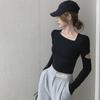 Nova Camiseta Sexy Elástica de Design Nichado Slim Fit para Primavera e Outono para Mulheres