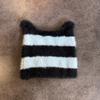 Ears Design Cats Knit Cap With Stripe Style For Daily Cold Weather Use Outdoor
