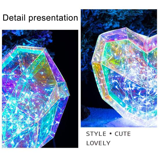 Love Heart Night Light Prismatic Iridescent 3D Heart Shape LED Light Bedroom Atmosphere Lamp Gifts for Lovers Friends