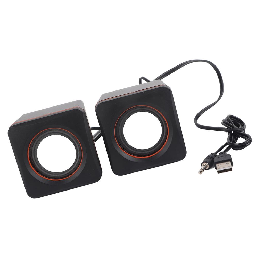 Mini Cube USB Stereo 3.5mm Jack Wired Speaker For Desktop Laptop PC Computer(Double Track)
