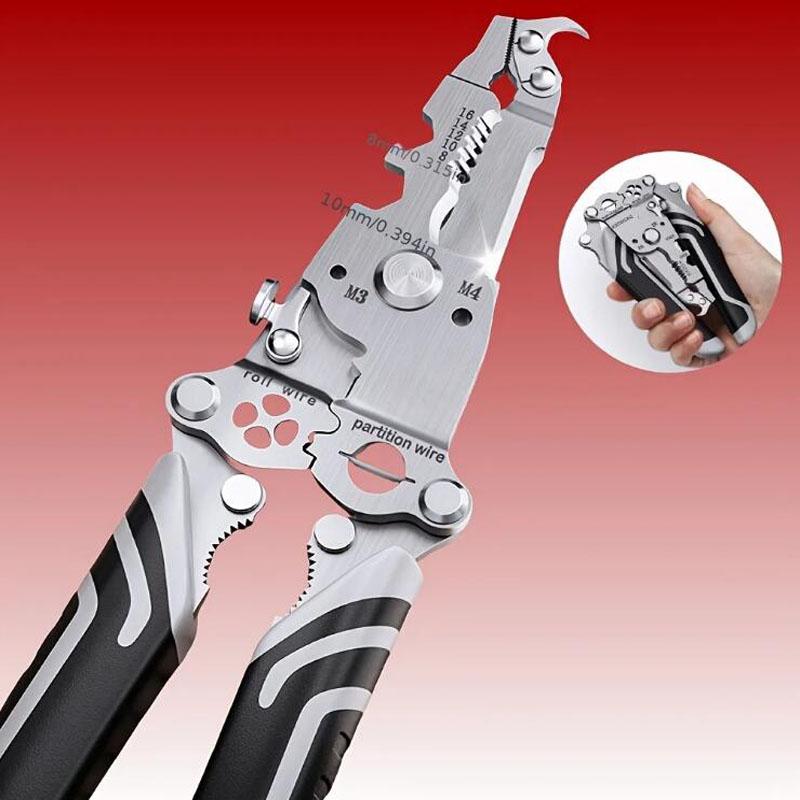 18 In 1 Foldable Wire Stripping Pliers Crimper Cable Cutter Crimping Pliers Terminal Wire Stripping Shearing Cutting Hand Tools