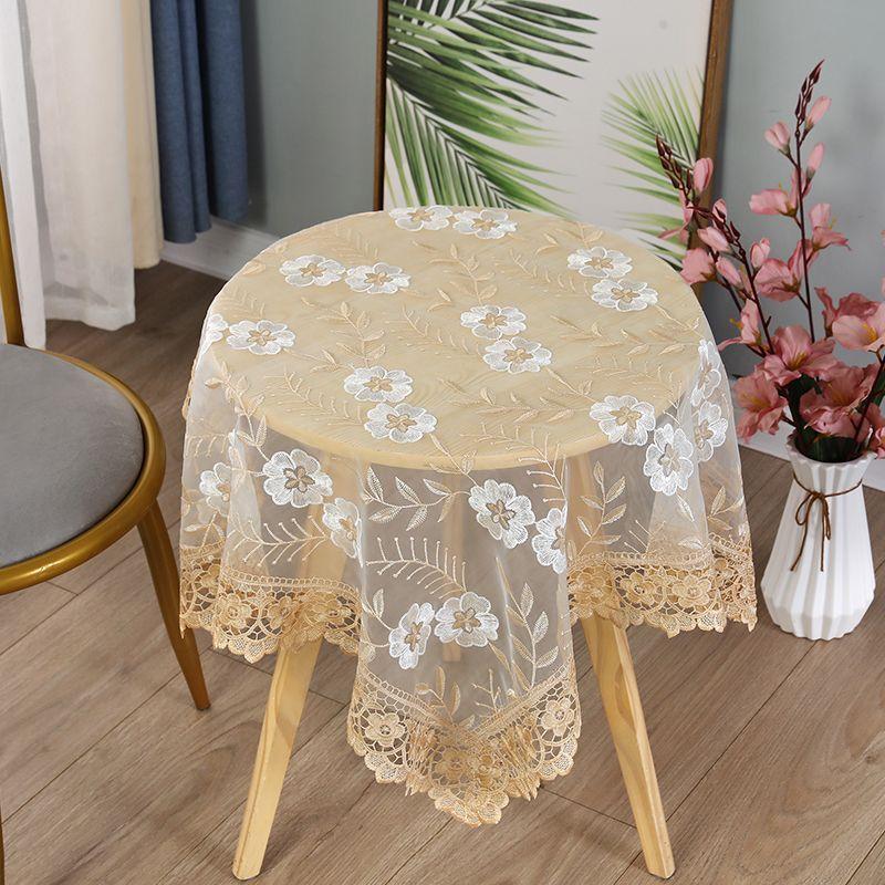 1pcs Small Round Table Tablecloth Fabric Lace Embroidered Rectangular Tablecloth Household Dustproof Coffee Table Cover