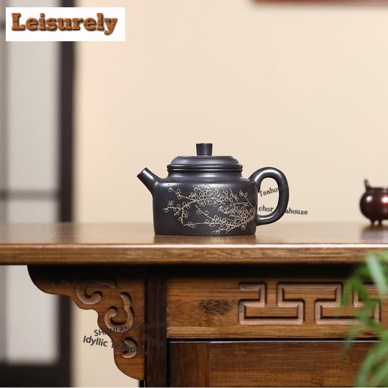 260ml Yixing Lila Ton Teekannen Künstler Handgefertigt Pflaumenblüten Topf Rohmaterial Stein Gelber Ton Teekocher Kessel Zisha Teegeschirr Handwerk